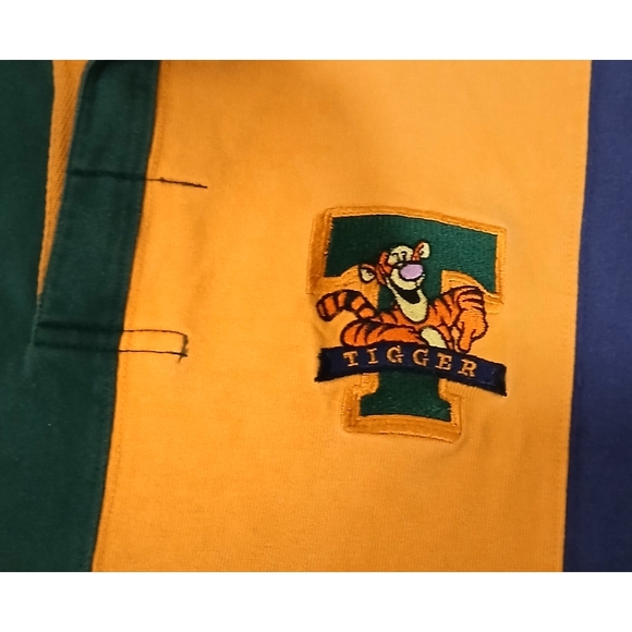 Vintage DISNEY STORE Tigger Colorblock Collared Shirt L - Picture 2 of 4